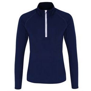 TriDri Womens/Ladies Long Sleeve Performance Quarter Zip Top / Navy/White